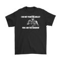 Black graphic tee with text 'I Do Not Fear The Valley For I Am The Shadow', featuring a bold illustration.