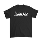Black graphic tee with bold message against extremist groups; Stand Strong Never Back Down Graphic Tee style.
