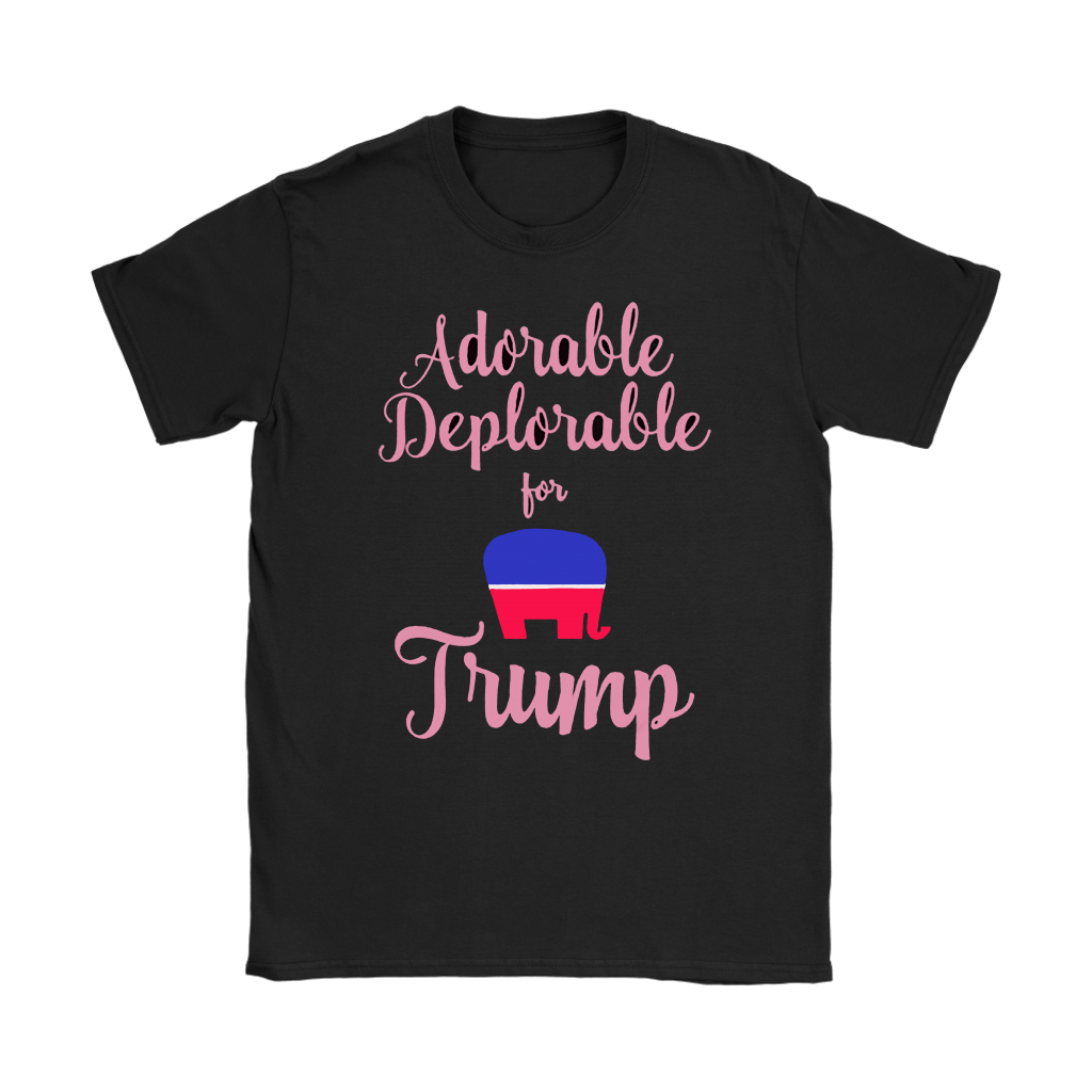 Adorable Deplorable Quote Graphic Shirt with political message and elephant design, showcasing bold statement fashion.