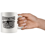 Defend the Second AR-15 Patriotic Graphic Design on ceramic mug held by hand