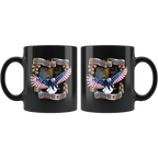 Guardian Of Freedom And The American Way Of Life Cup with eagle design, 11oz black ceramic mug