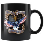 Guardian Of Freedom And The American Way Of Life Cup with eagle graphic, 11oz black ceramic mug with ORCA coating, dishwasher safe