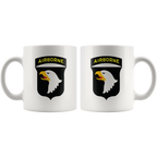 Airborne Eagle Symbol Patriotic Graphic on white mugs showcasing military pride design.